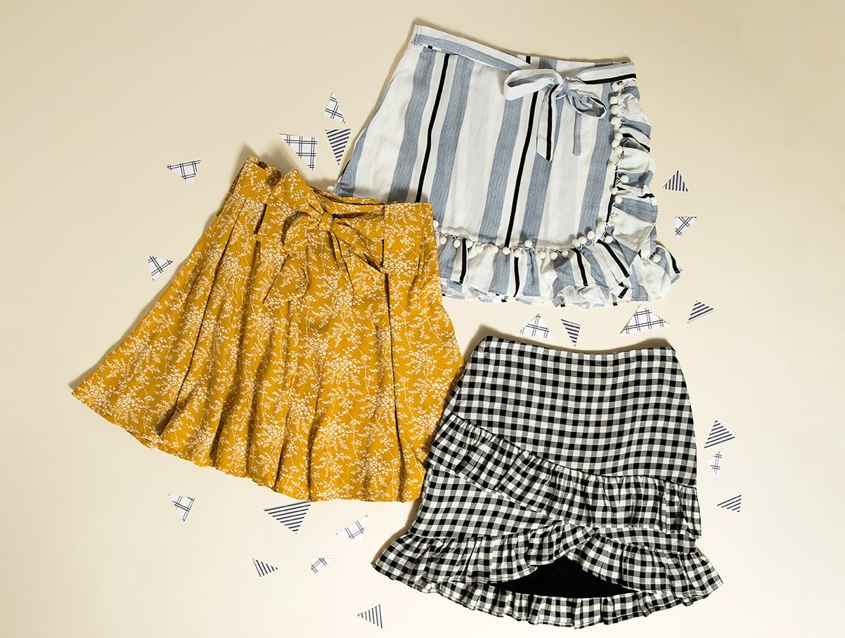 Short skirts are not just for teeny-boppers anymore. The season’s sweetest styles come in an array of patterns and slightly longer silhouettes that can translate to any age.