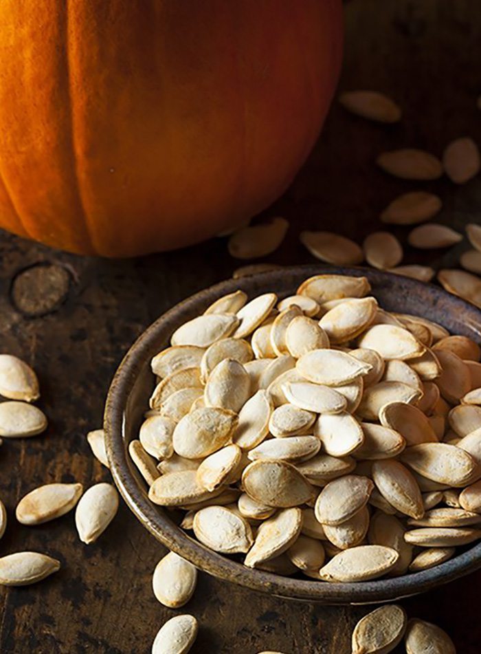 pumpkin seeds in a bowl