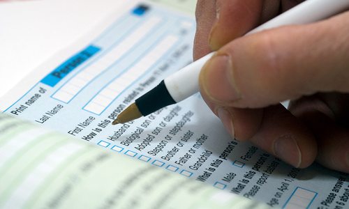 Stock image of census paperwork.