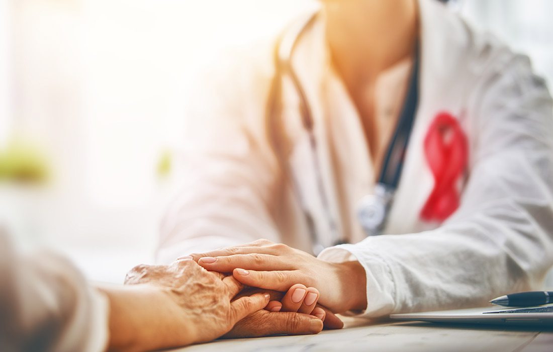 Stock photo of doctor talking to patient