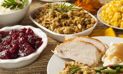 Thanksgiving spread stock photo