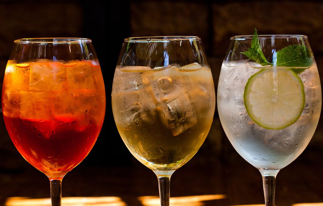 Sparkling wine cocktail stock photo