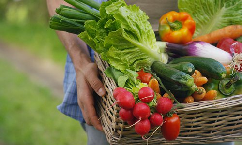 Box of fresh vegetables