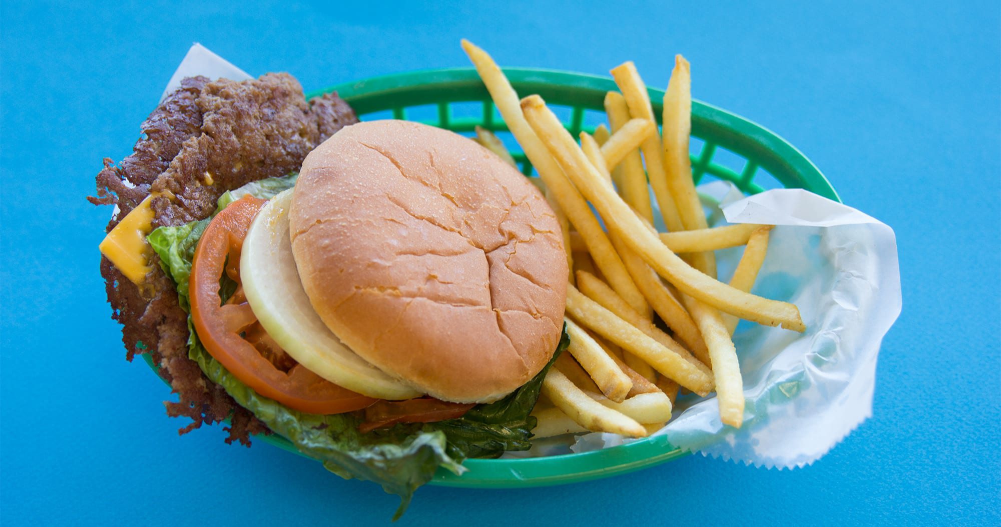 Double Steakburger and fries from Taylor's Drive-In